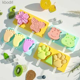 Ice Cream Tools Cartoon Cow Cat Paw Butterfly Silicone Mold With Lid Flower Popsicle Cube Tray Cheese Gift Kitchen Gadgets YQ240130