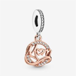 100% 925 Sterling Silver Two-tone Mom Dangle Charm Fit Original European Charms Bracelet Fashion Jewelry Accessories234l