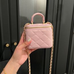 Shoulder mini Cosmetic Bags tote bag pink Makeup bag quality Toiletries Pouch Storage handbag Luxury Cases Chain shoulder strap Crossbody wallet purse 11CM