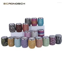 Water Bottles Insulated Thermal Tumbler Egg Shape Cups Bling Wine Beer Coffee Mug Bottle Rhinestone Vacuum Stainless Steel Glitter Cup