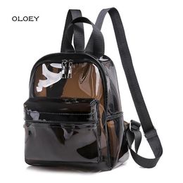 Backpack Style Women Clear Transparent Waterproof PVC Bag Female Fashion College Students Sequin Backpacks Femmel Handbag260x