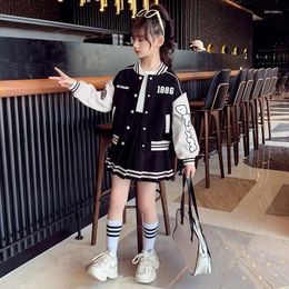 Clothing Sets Baseball Coat School Style Pleated Skirt Teen 2PCS Korea Girl Tide Fashion Outfit Kid Casual Clothes Suit Children Set