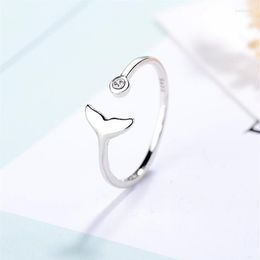 Wedding Rings Simple Trendy Silver Colour Mermaid Tail Cuff Ring With Cubic Zirco Sea Whale Fish Bague Minimalist Romantic Gifts285m