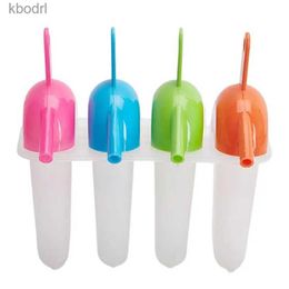 Ice Cream Tools Popsicle Molds For Kids 4-Cavity Colored Handle Mold Sturdy Durable Homemade Fruit Juice YQ240130