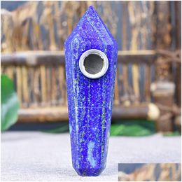 Smoking Pipes Natural Lapis Lazi Crystal Pipe Hexagonal Prism Foreign Simple Modern Factory Direct Sales Drop Delivery Home Garden Hou Otmqn