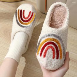 Slippers Rainbow Warm Fluffy Soft Cosy House Plush Home Non Slip Indoor Outdoor For Women