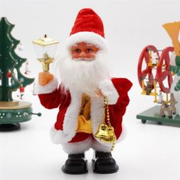 Electric Dancing Music Santa Claus Doll With Lamp Christmas Figurine Decoration Battery Powered Christmas Ornaments Kid Toy Gift12213