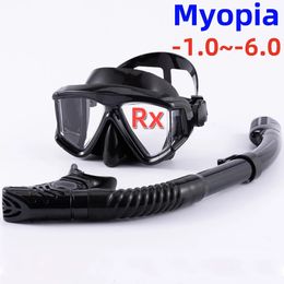Optical Myopia Snorkel Set Diving Mask Nearsighted Swimming Goggles Short Sighted Panoramic Wide View Adults Youth -1.0To-6.0 240127