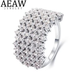 Rings 14k White Gold DEF Colour CVD HPHT Lab Grown Diamond 5 Row Flower Shape Ring Highend Fine Jewellery For Women Wholesale