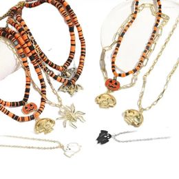 Chains Halloween Necklace Jewelry Dark Skull Pumpkin Double Layer Collar Clavicle Chain Sub-Collar