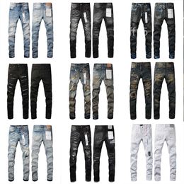 Purple Jeans Amirs Designer Puple Mens Skinny Luxury Denim Pant Distressed Ripped Biker Black Blue Jean Slim Fit Motorcycle YJHN CND P47F