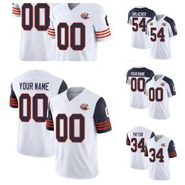 Men's Chicago''Bears''Walter Payton Custom Brian Urlacher White/Navy 2023 F.U.S.E. Throwback Limited Football Stitched Game Jersey