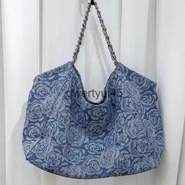 Shoulder Bags Casual Large Capacity Tote Bags For Women Luxury Designer andbags And Purse 2023 New In Denim Printed Flower Soulder Clot Bagqwertyui45