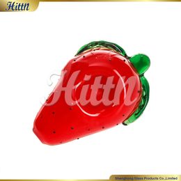 Glass Hand Pipe Red Strawberry Glass Pipe Mini Tobacco Hand-blown Dry Herb Glass Smoking Pipe 3.4 Inches