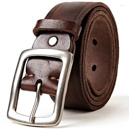 Belts Full Grain Leather Mens Casual Pin Buckle Belt Male Original Cowhide Waist