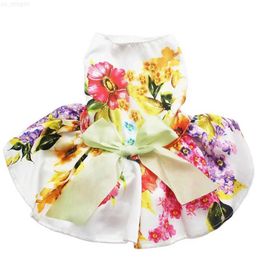 Dog Apparel Dog Pet Floral Bow Dress Tutu Cat Puppy Skirt Dresses Spring/Summer Apparel More Colours 5 Sizes