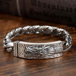 Necklace Handmade Original Retro Silver Chain Male Domineering Dragon Head Bracelet for Men Party Birthday Hip Hop Rock Jewellery Gift