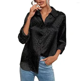 Women's Blouses Leopard Print Button-up Top Commuting Style Shirt Long Sleeves Lapel Cardigan Formal Business For Spring
