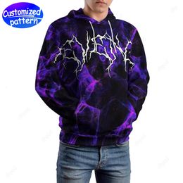 designer Men Hoodies & Sweatshirts lightning Custom patterned Loose double caps all printed as hoodies wholesale hoodie Men's Clothing Apparel big size s-6xl