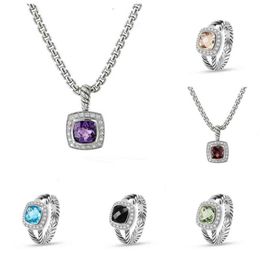 Rings Dy ed Wire Designer Necklaces Set Prismatic Black Ring Sets Women Fashion Platinum Plated Micro Diamond Trend Versatile250E