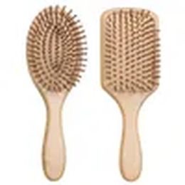 NEW Wooden Bamboo Hair Comb Healthy Paddle Brush Hair Massage Brush Hairbrush Comb Scalp Hair Care Combs Styler Styling Tools 12 LL