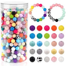 Necklace 12/15mm 300600Pcs/Bucket Colourful Silicone Round Beads Teether Chew Beads For Jewellery Making DIY Baby Pacifier Chain Necklace