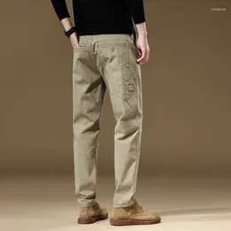 Men's Pants 2024 Khaki Cargo 97%Cotton Thick Solid Color Work Wear Casual Pant Korean Classic Jogger Trousers Male