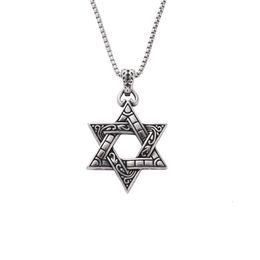 Stainless Steel Hexagram Necklace Men's Trendy Hollow Double Sided Hexagonal Star Pendant