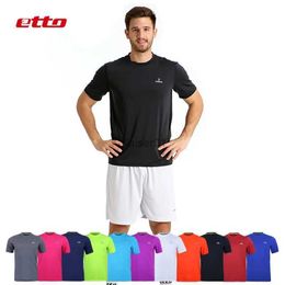 Fans Tops Tees Other Sporting Goods Etto Quality New Short Sleeve Soccer Jersey Men Colourful Quick Dry Football Training Uniform O-neck Leisure Sport Shirt HUC071