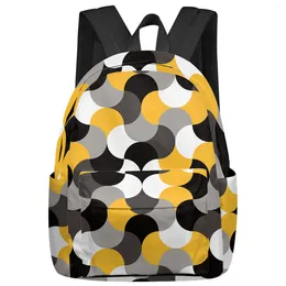 Backpack Middle Ages Modern Abstract Geometry Yellow Women Man Backpacks Waterproof School For Student Boys Girls Bags Mochilas