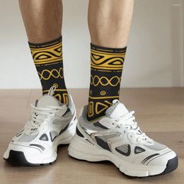 Men's Socks Ethnic African Pattern Yellow And Black Adult Unisex Men Women