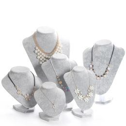 Necklace Model Bust Show Exhibitor 6 Options Gray Veet Jewelry Display for Woman Necklaces Pendants Mannequin Jewelry Stand Organizer