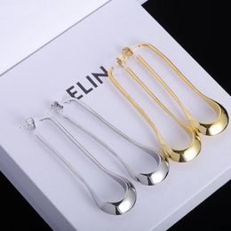 Womens Earrings Designer 925 Sterling Silver Stud Long U-shaped Female Earring Design Size S L With Original Box