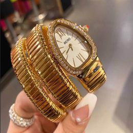 32mm size of the ladies watch adopts the double surround type snake shape imported quartz movement diamond bezel274i
