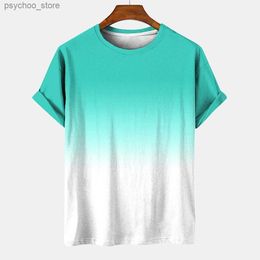 Men's T-Shirts Simple Mens T-shirt Gradient Printing New Street Short Sleeve Loose Oversized Shirt Everyday Casual Top O-neck Mens Clothing Q240130