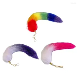 Keychains 652F Lovely Fluff Stuffed Handmade Plushs Tail Keyrings Soft Faux Tails Pendants Versatile Bag Accessory