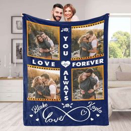 Custom with Picture Text Customized Throw Adult Kids Personalized Family Photo Blanket Mom Dad Grandma Grandpa Memorial Gifts for Christmas Anniversary