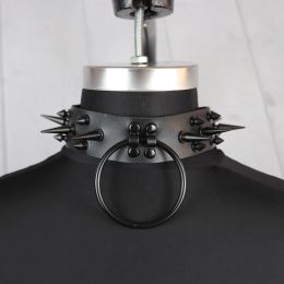 Torques UYEE Gothic Leather Harness Choker Collar For Women Punk Choker Rivets Metal Neck Chocker Party Festival Goth Jewelry On Neck