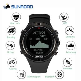 SUNROAD Smart GPS Herzfrequenz-Höhenmesser Outdoor-Sport-Digitaluhr für Männer Laufen Marathon Triathlon Kompass Schwimmuhr CJ191831