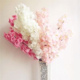 6pcs Fake Cherry Blossom Flower Branch Begonia Sakura Tree Stem for Event Wedding Tree Deco Artificial Decorative Flowers LJ200910214Y