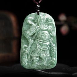 Pendants Natural Agrade Jade Pendant Bean Green Guan Gong Jade Pendant Men's and Women's Pendant Jewellery Jade Pendant Vintage