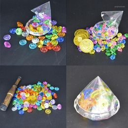 Treasure Hunting Box Children Treasure Box Retro Plastic Toy Gold Coins and Pirate Gems home decor birthday1230g