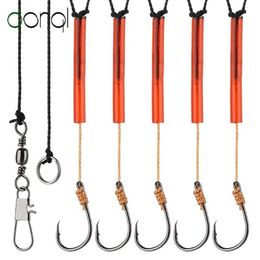 3 5 10Pcs String Fishing Hooks Stainless Steel Baits Single Hook Combination 5 Small Swivel Tackle Fishhooks257g