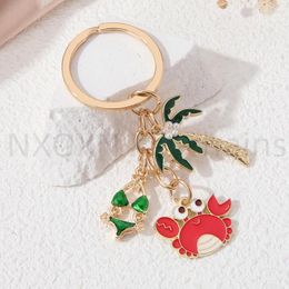 Keychains Cute Crab Bikini Coconut Tree Summer Ocean Beach Aniamls Key Rings For Women Men Vacation Handamde DIY Jewellery