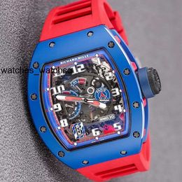 Mens Watch RM Wrist Watch Richardmillie Wristwatch Rm030 Blue Ceramic Side Red Paris Limited Dial 42.7*50mm with Insurance