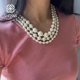 Torques High Quality Multilayer Shell Pearl Necklace For Women Wedding Jewellery