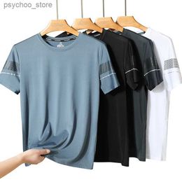 Men's T-Shirts Sports short sleeved T-shirt ice silk quick drying round neck top lightweight simple and fashionable running training suit s Q240130