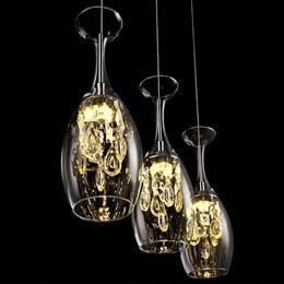 Modern Crystal Wine Glasses Bar Chandelier Ceiling Light Pendant Lamp LED Lighting Hanging Lamp Dining Living Room Fixture2252