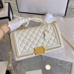 France Womens Boy Top Handle Quilted Bags Classic Medium Flap Lambskin Purse Gold Metal Hardware Chain Strap Crossbody Shoulder Ou276M