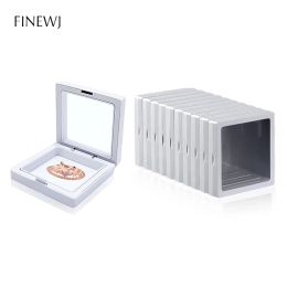 Rings Bulk Lot of 10 PE Film Display Box Ring Earring Jewelry Stand Holder Membrane Case Coin Container Floating Presentation Retainer